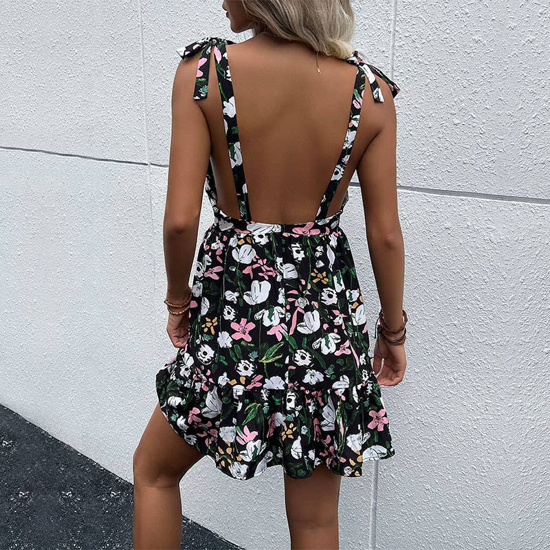 Printed halter dress_CWDSD3426