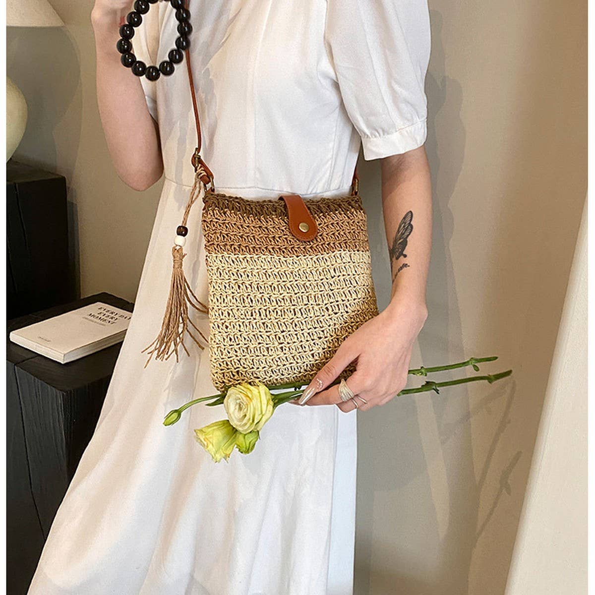 2024 NEW WOVEN STRIPED COMMUTER BAG_CWAB2304