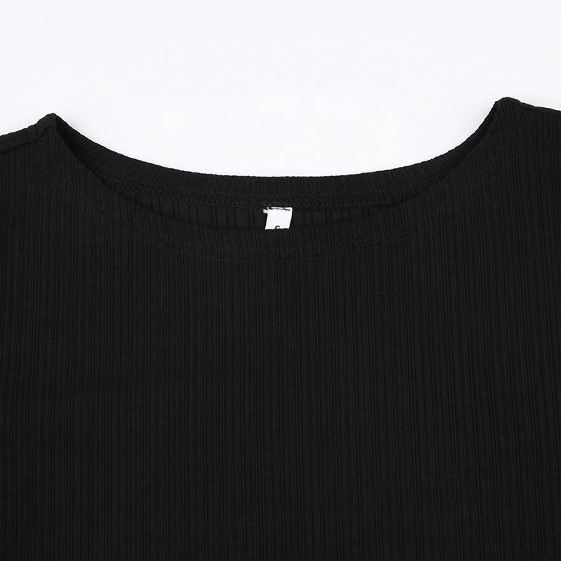 SOLID COLOR FLARED SLEEVE HEAD ROUND NECK T-SHIRT