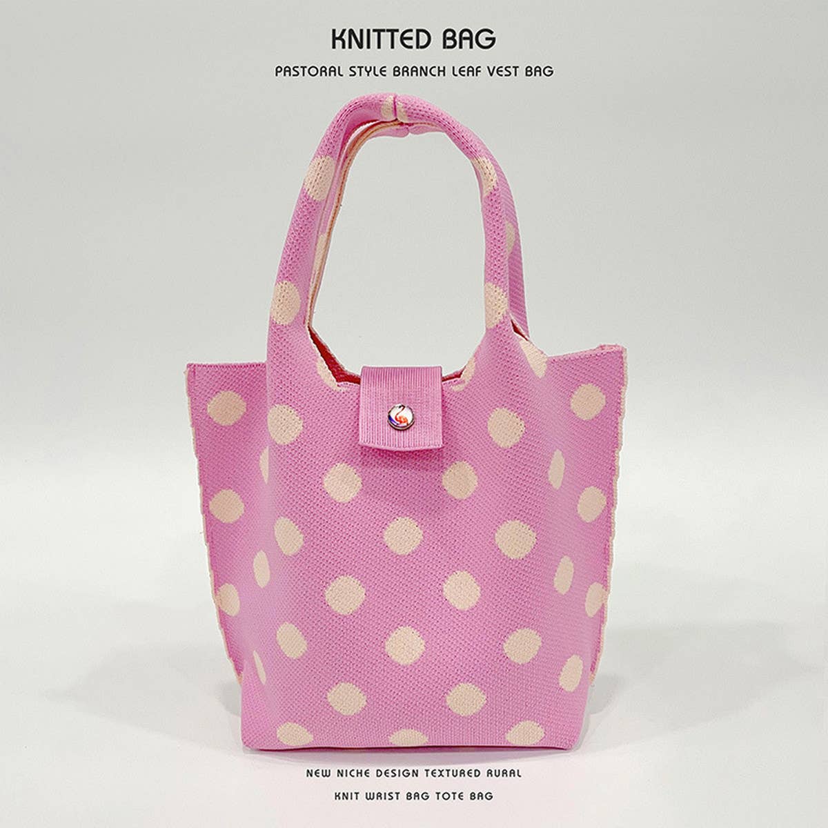 LARGE CAPACITY POLKA DOT KNITTED TOTE BAG_CWAB1541