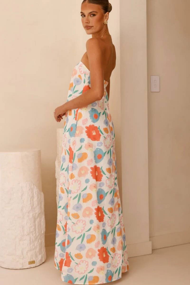 CWDMD5925_SUMMER NEW TUBE TOP A-LINE LONG DRESS FOR WOMEN