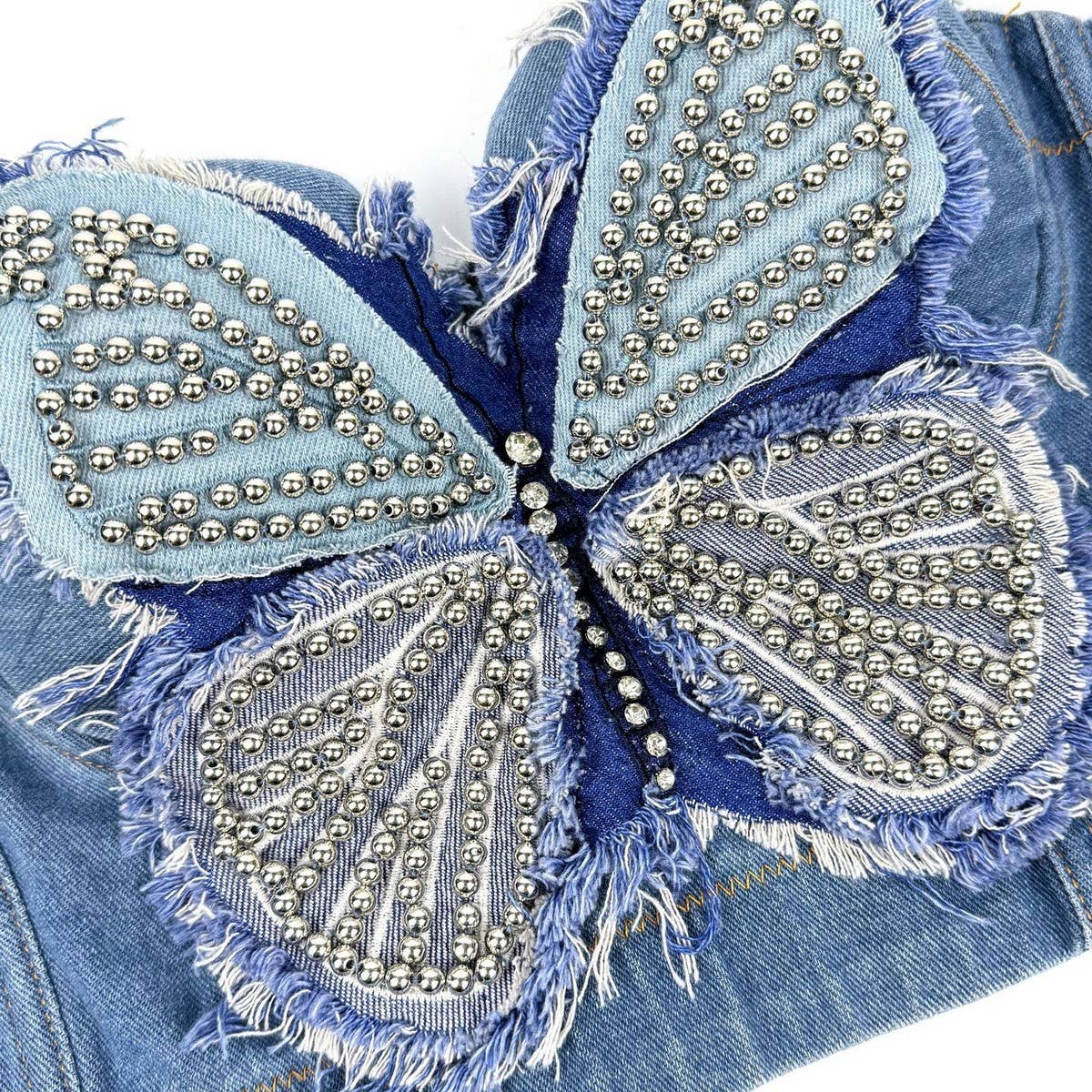 BUTTERFLY PANEL DENIM HERRINGBONE CORSET_CWMM4159