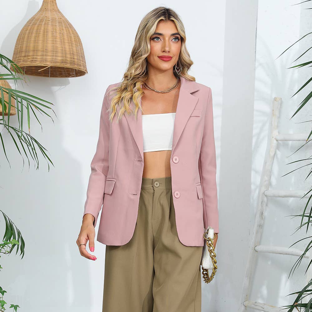 SOLID COLOR POCKET COMMUTER OL STYLE SUIT JACKET