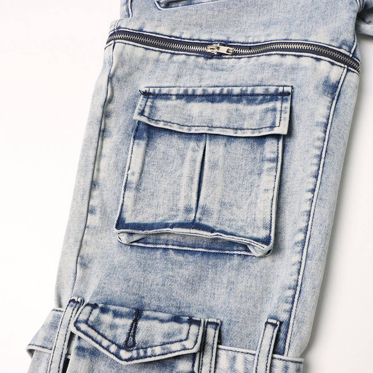 FASHION TRENDY ZIPPER SPLICING MULTI POCKET JEANS_CWJP0195