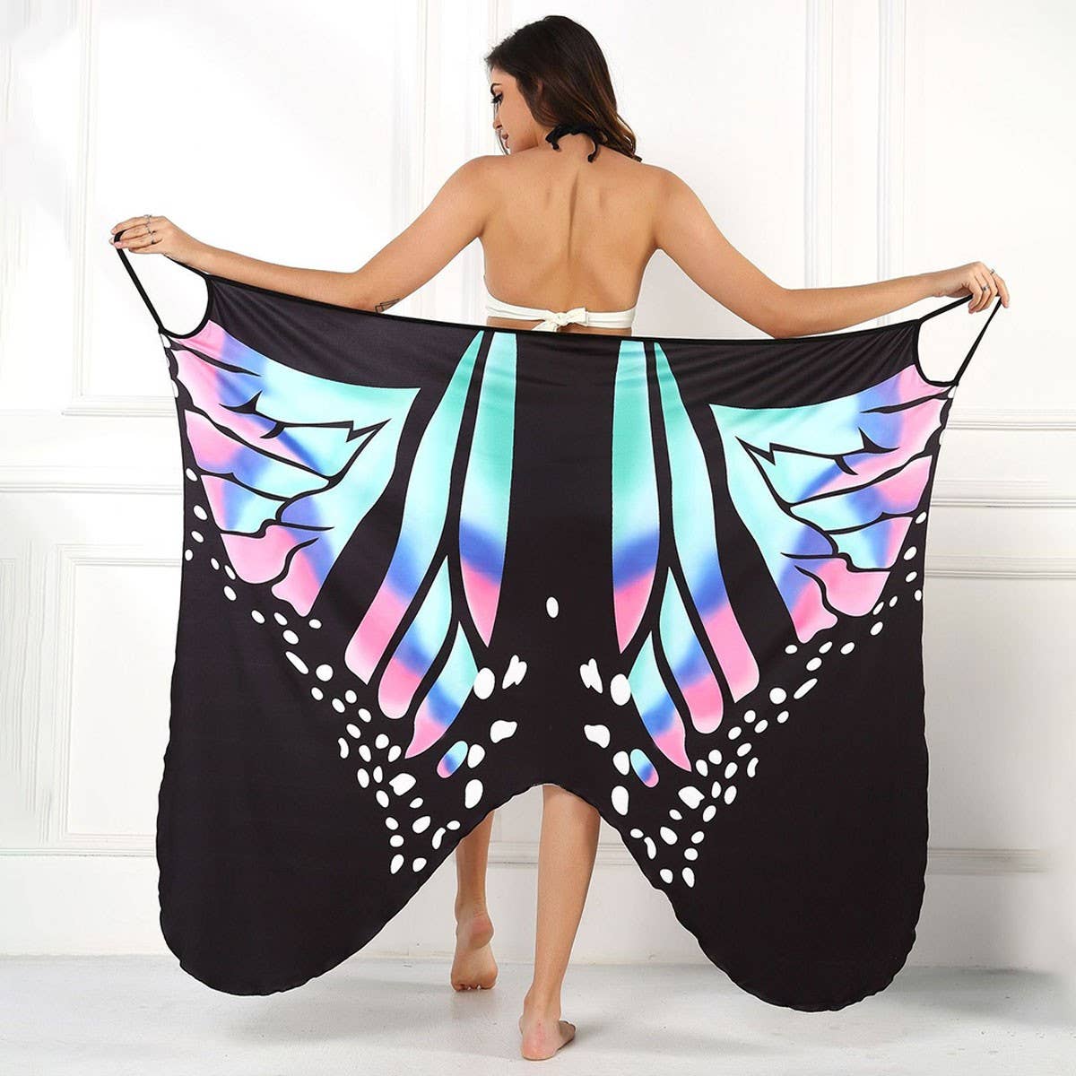Sexy 3D Butterfly Print Sling Beach Cover-Up