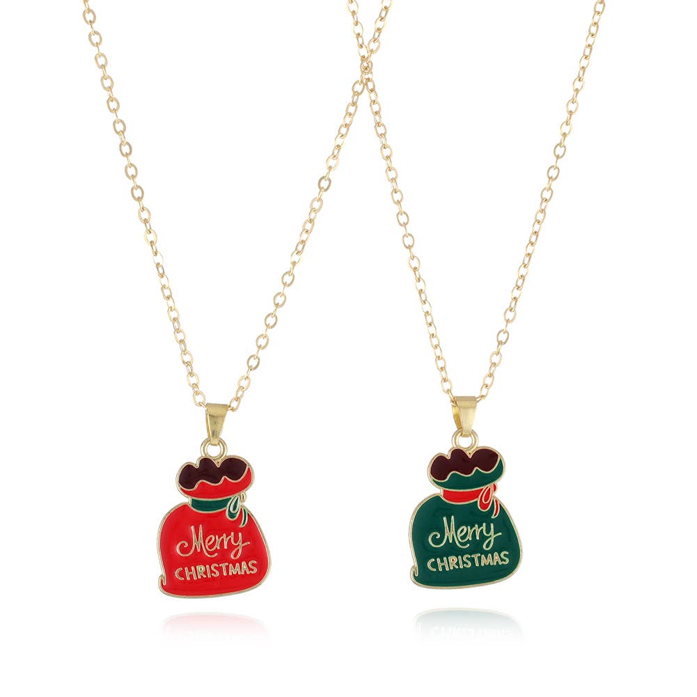 CHRISTMAS SNOWMAN CHRISTMAS TREE NECKLACE SET