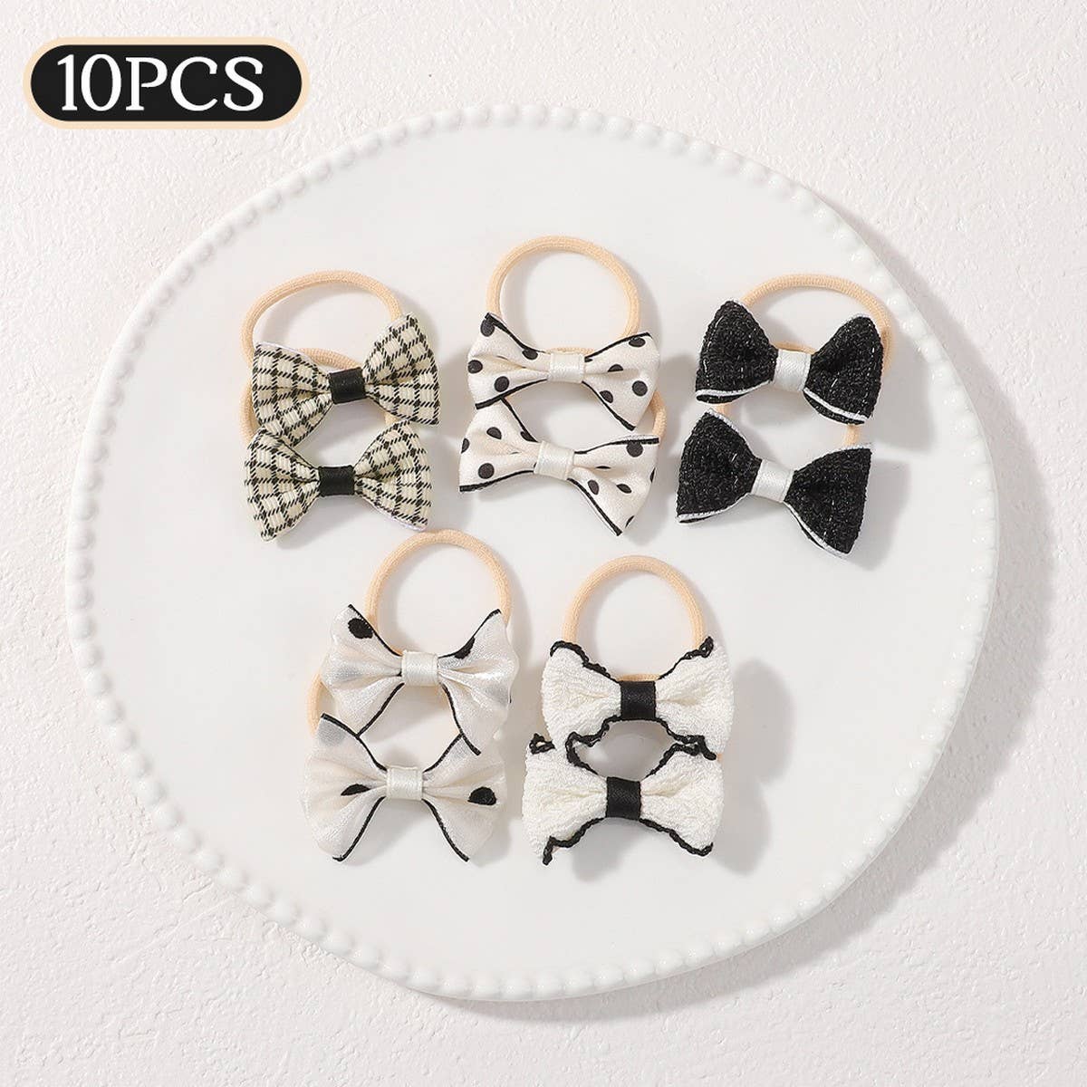 Double Bow Hair Clips Set with Pearls for Girls