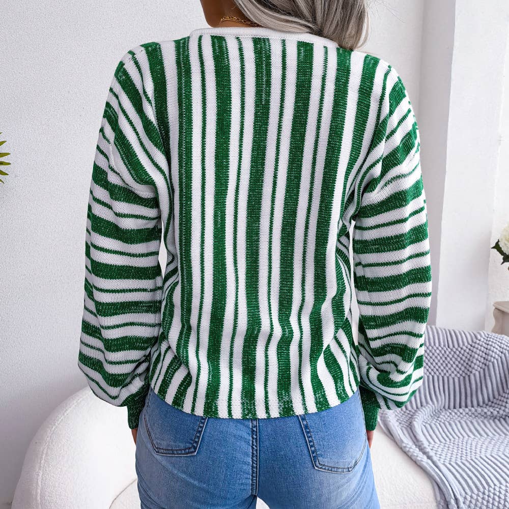 STRIPED SWEATER WITH CONTRASTING COLORS