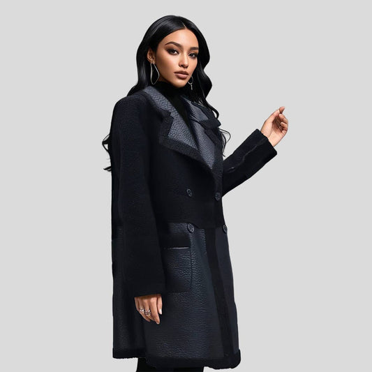 Vintage Reversible Faux Fur Lined Long Coat Women