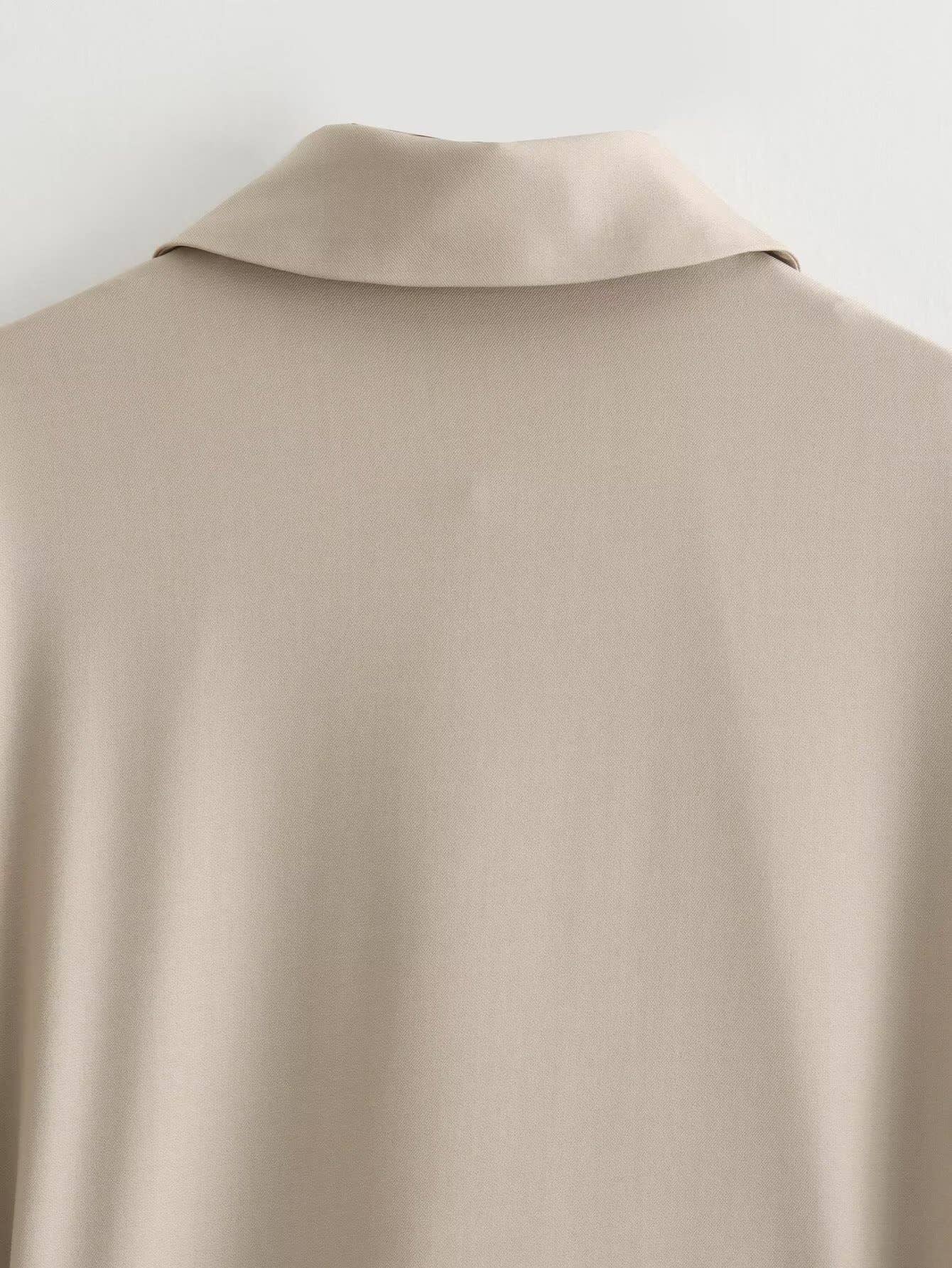 THREADED SUIT COLLAR ZIPPER JACKET