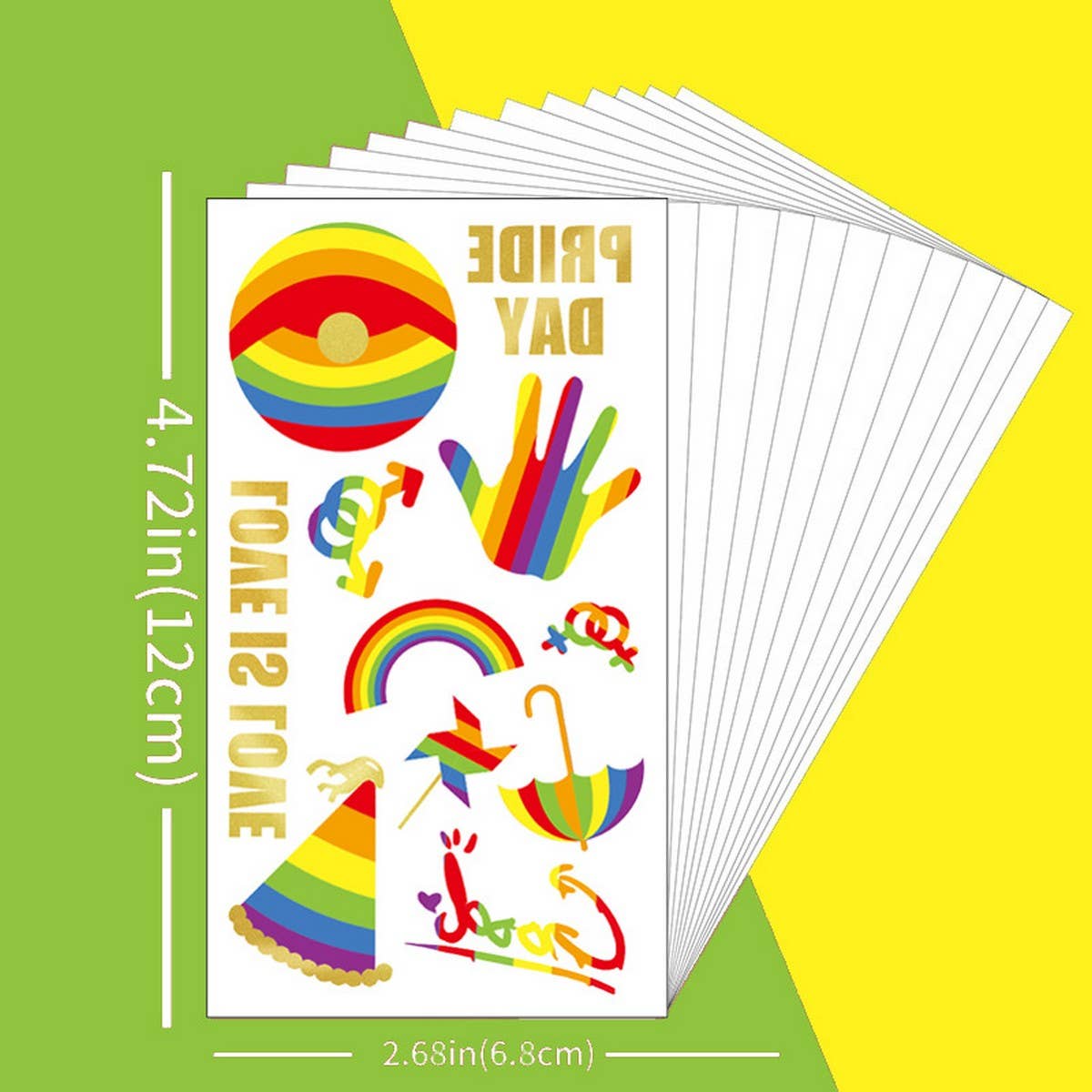 Rainbow Heart & Sun Tattoos ??Metallic & Fun_CWMM8233