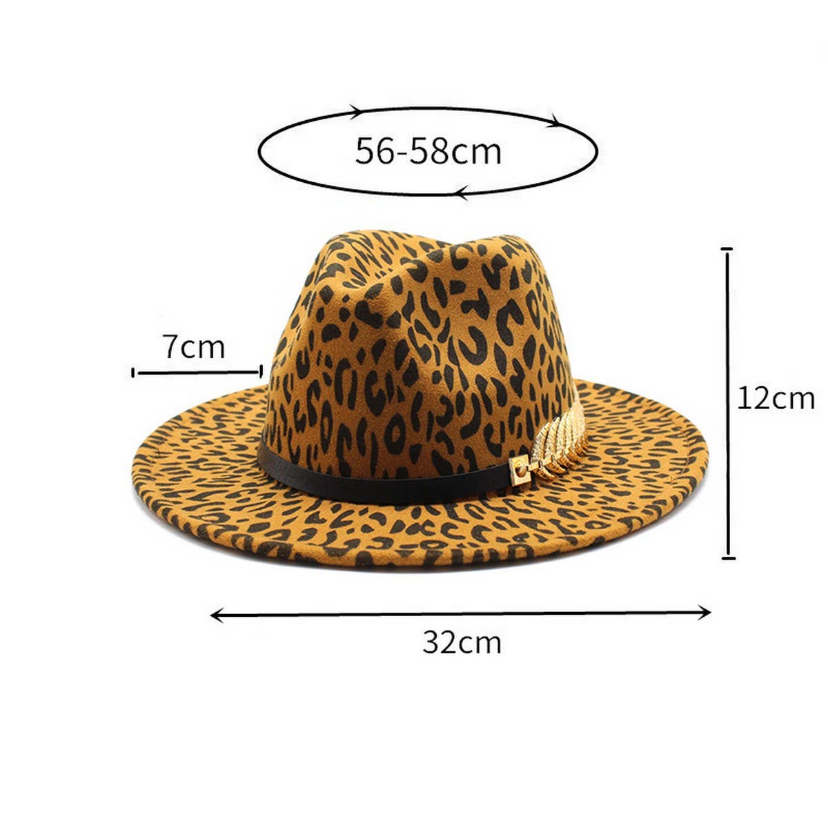 LEOPARD PRINT JAZZ HAT WOOLEN HAT WIDE BRIM HAT_CWAH2581