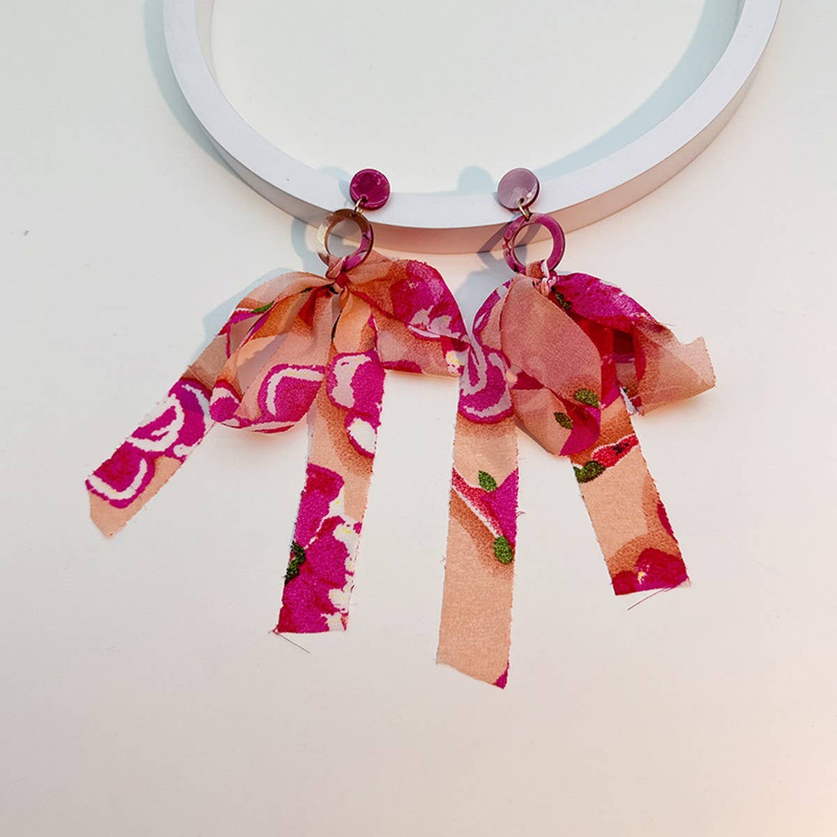 Bold Bow Tassel Earrings Handmade Statement Drops_CWMM6166