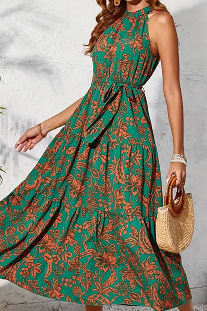 CWDMD5078_SUMMER HALTERNECK SLEEVELESS LONG DRESS