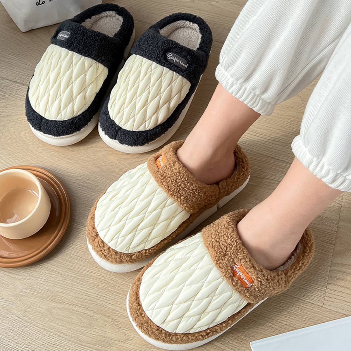 WINTER SLIPPERS WARM CUSHIONED SLIDES HOUSE SHOES_CWSHS0299