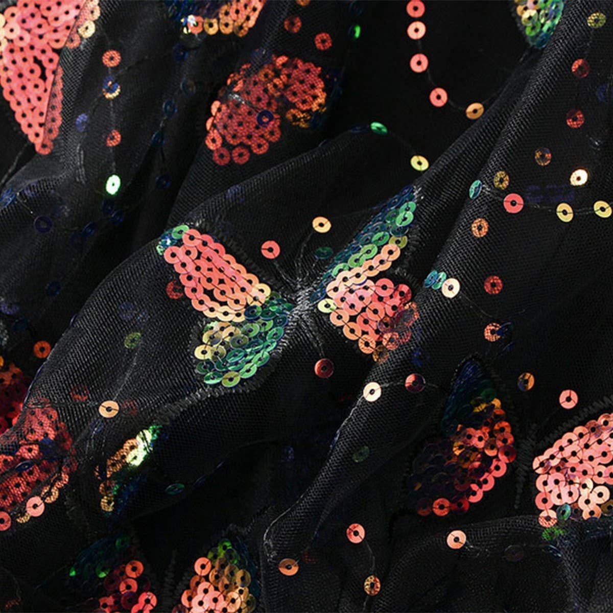 Sequin Butterfly Tulle Midi Skirt