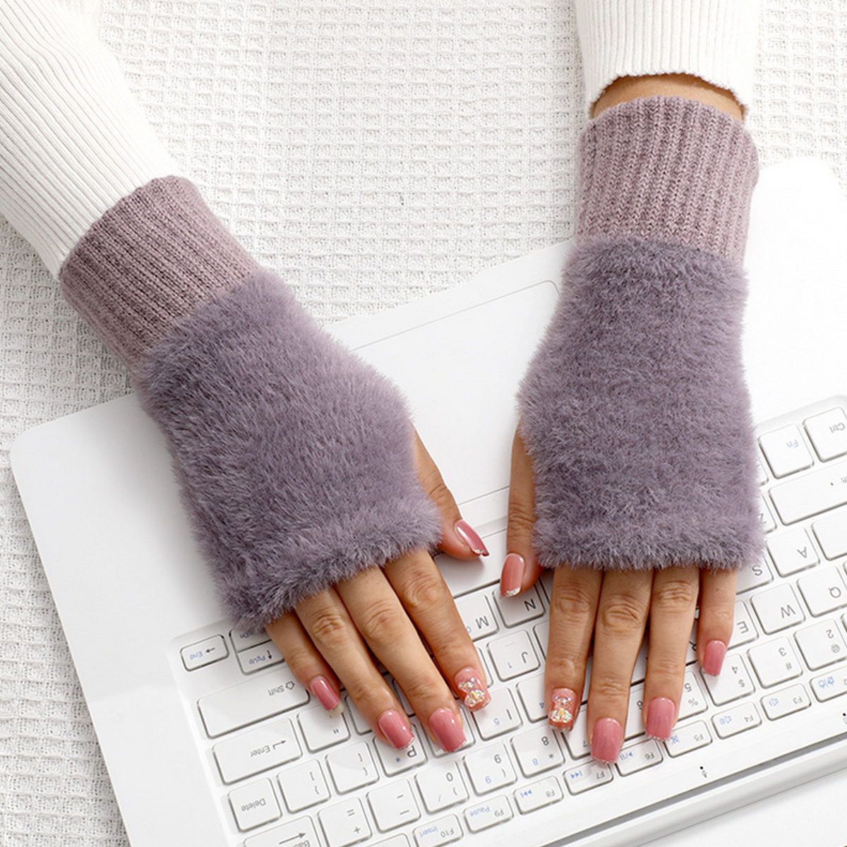 Women??¢s Long Fingerless Knit Gloves Touchscreen_CWAG0520
