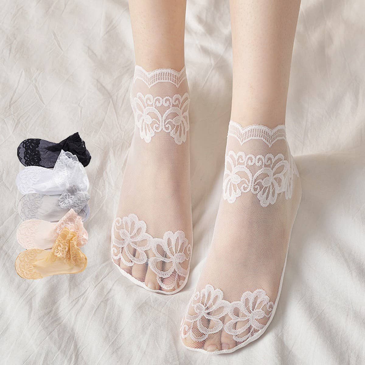 SUMMER THIN BREATHABLE MESH LACE SOCKS