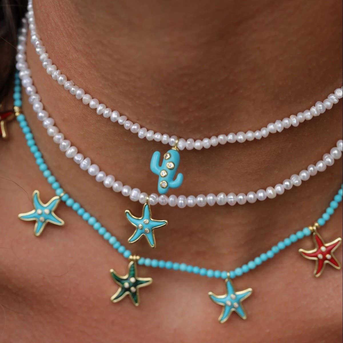 Cactus Pearl Beaded Choker ??Sweet Luxe Necklace_CWAJE4613