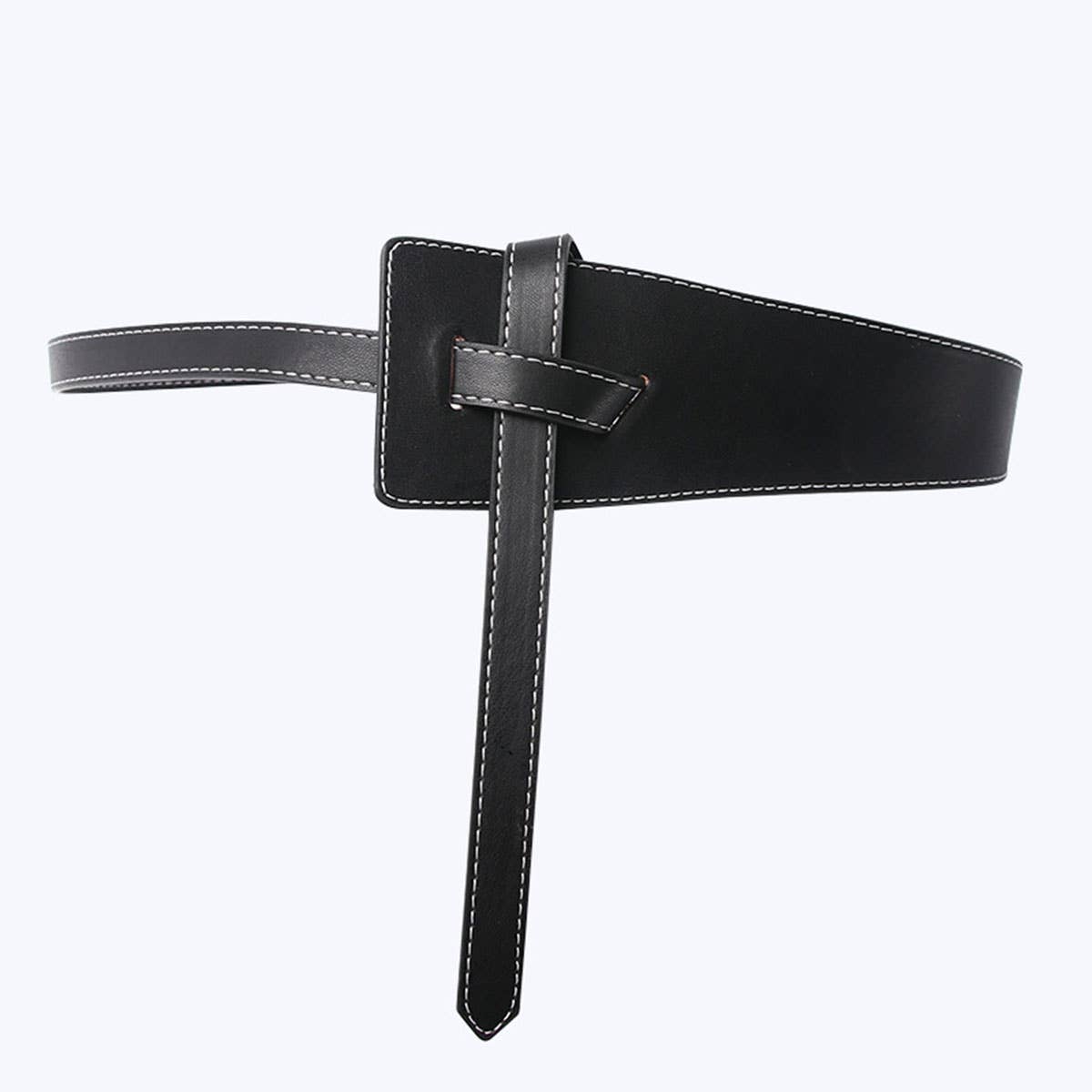 The knotted wide belt dress decorates the belt