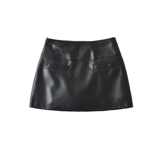 Fashionable and niche PU leather skirt