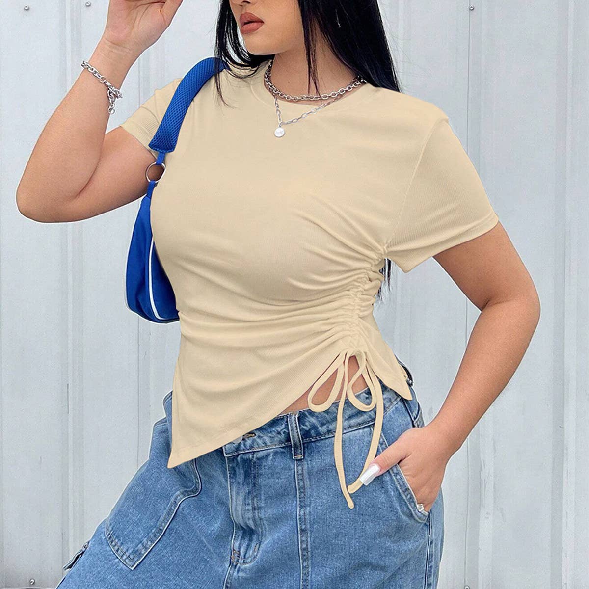 Chic Basic Crew Neck Fitted Top for Women_CWTHT0265