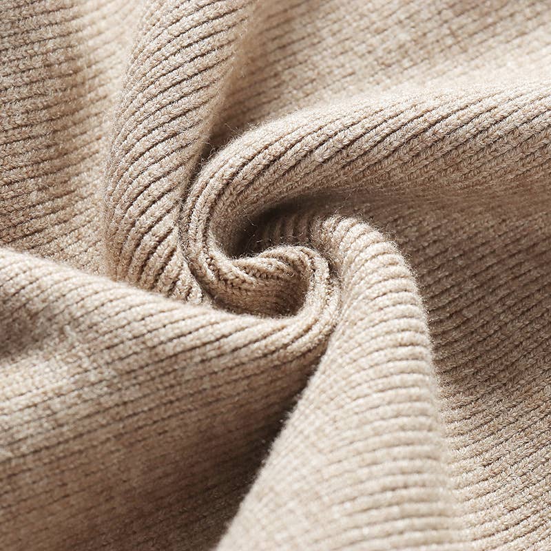 SIMPLE SLIM-FIT WRAP BOTTOM SPLIT KNIT SKIRT