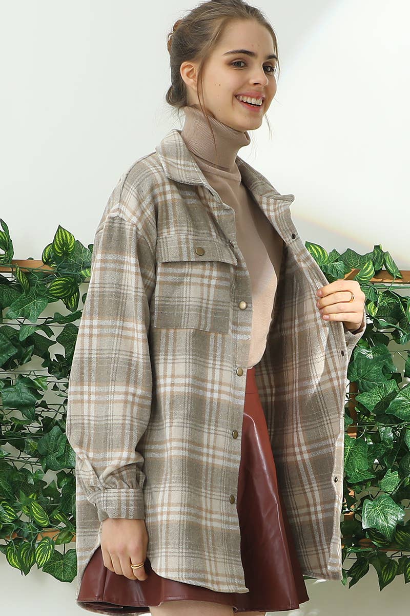 WOMEN PLAID COLOR MATCHING SHIRT JACKET_CWOJA690