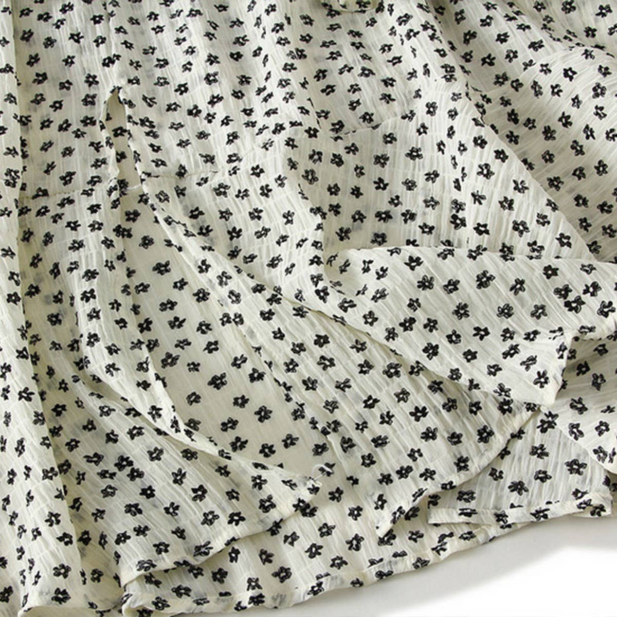 Ruffle Floral Split Slimming Cake Midi Skirt