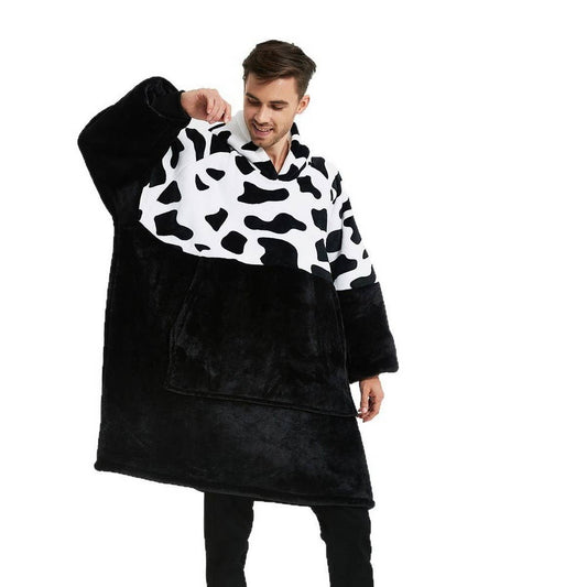 Leopard Sherpa Hoodie Blanket Pullover for Winter