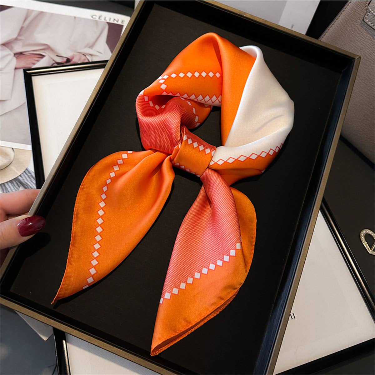 70cm Geometric Print Scarf ??Chic Neck & Head Wrap_CWASC1427