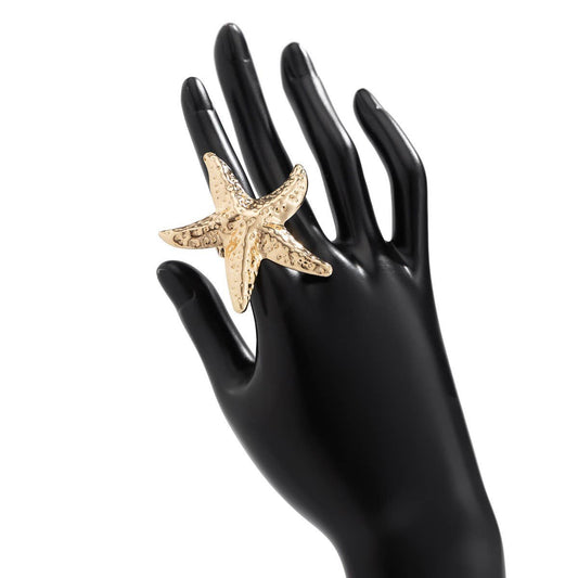 NEW BEACH IMITATION PEARL ADJUSTABLE ALLOY RING