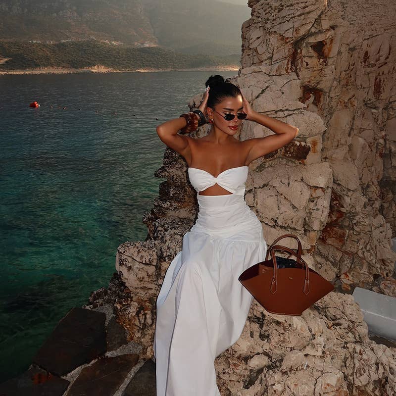 Hollow Out Tube Beach Vacation Dress