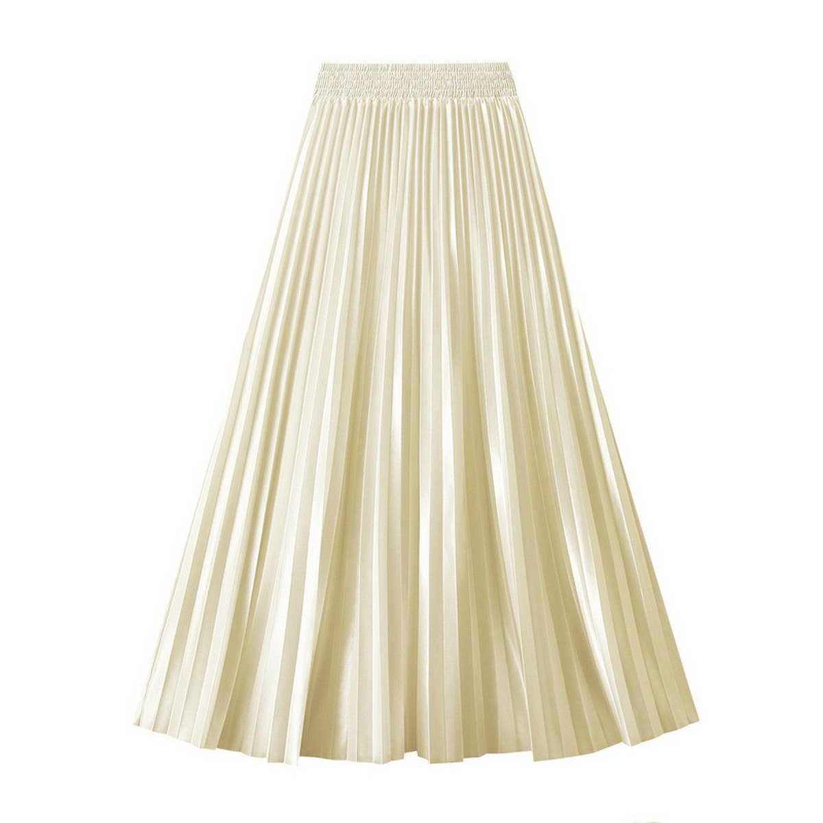 Slimming Shiny High-Waist Pleated Midi Skirt_CWBMS0329
