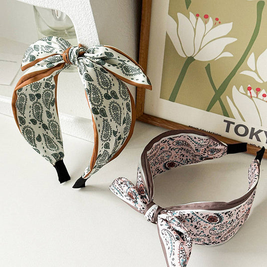 Paisley Satin Wide Headband with Knot for Women_CWAHA1362