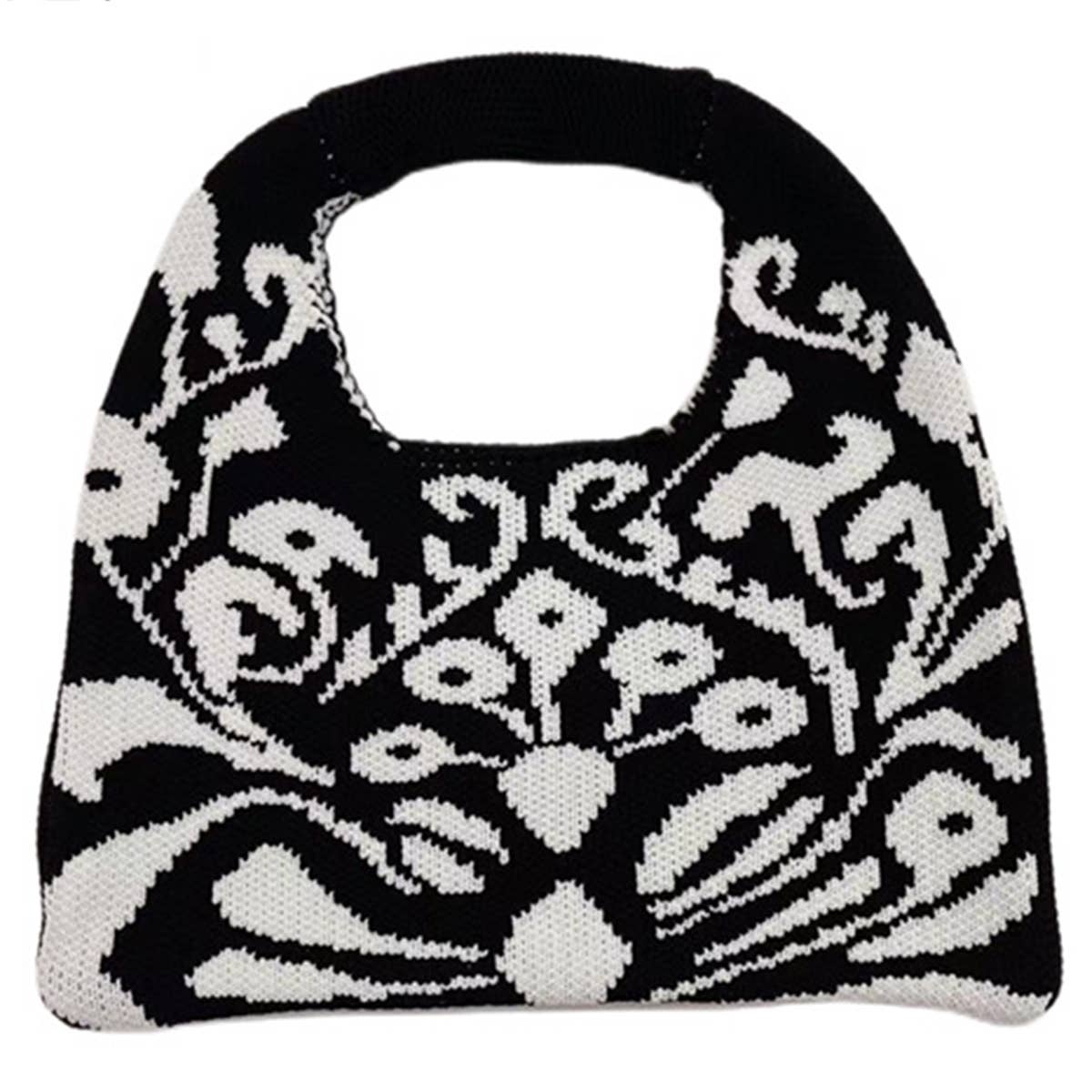 WOMEN FASHION PATTERN KNITTED DESIGN TOTE BAG_CWAB0861