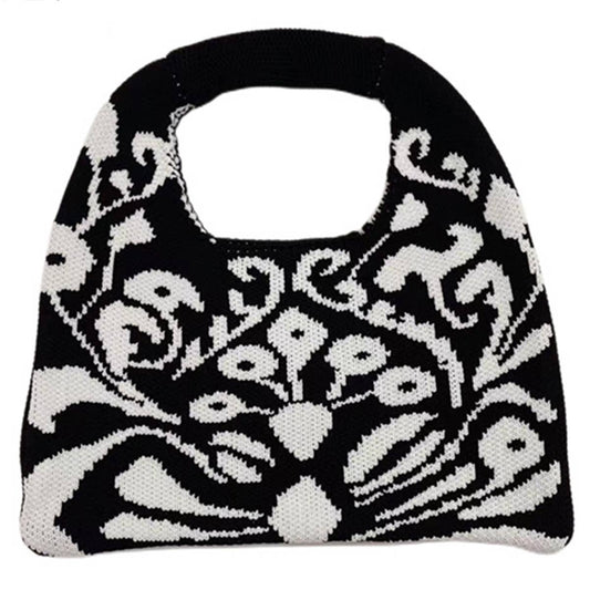 WOMEN FASHION PATTERN KNITTED DESIGN TOTE BAG_CWAB0861