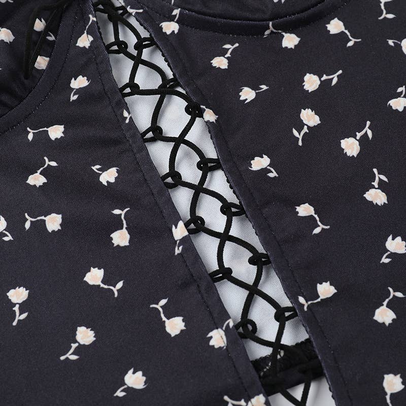 Printed Lace-Up Sheer Strapless Tube Top