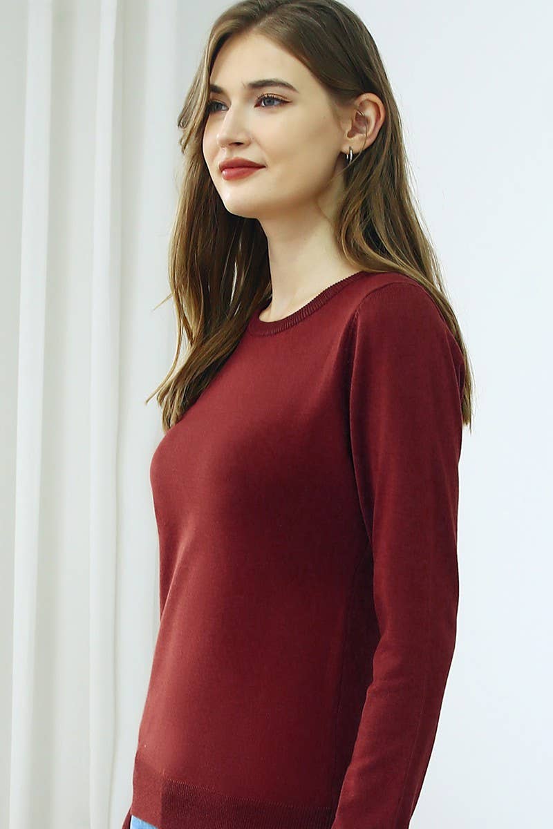 AWOSWL283_LONG SLEEVE CREW NECK PULLOVER SWEATER