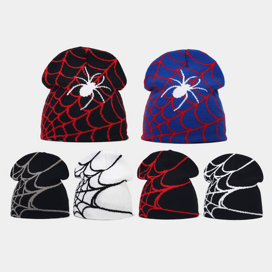OUTDOOR SPIDER WEB JACQUARD KNITTED HAT_CWAH1599