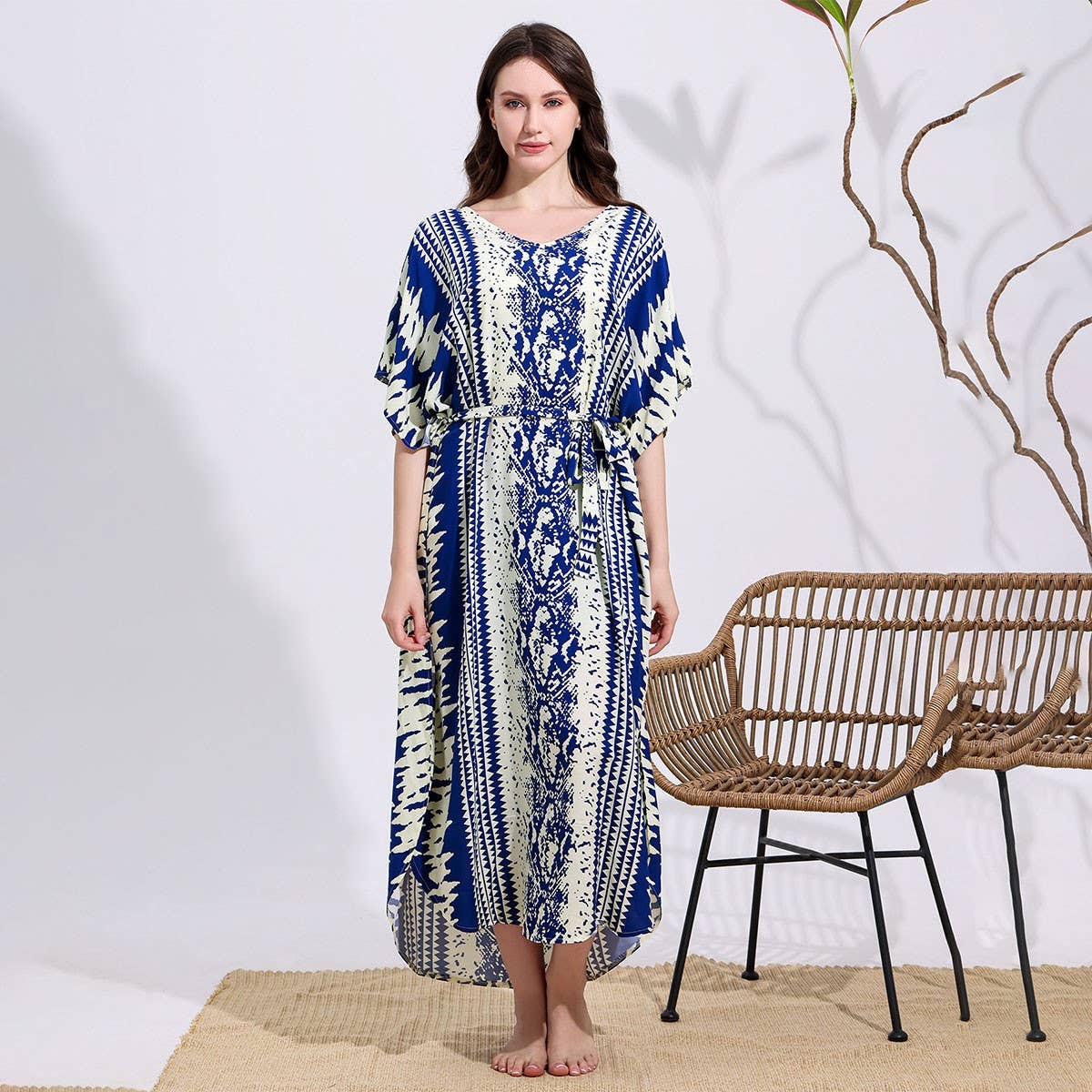 Snake Print Cotton Blend Beach Cover-Up_CWMM6144