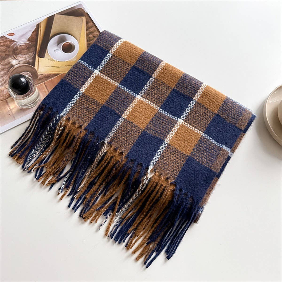 Plaid Faux Cashmere Scarf - Warm Winter Wrap_CWASC1446