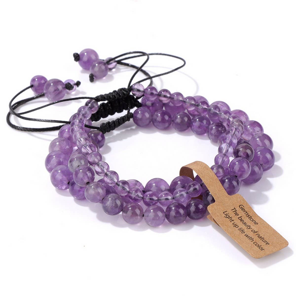 CWAJE4234_NATURAL STONE BEADS BRAIDED THREE-PIECE BRACELET