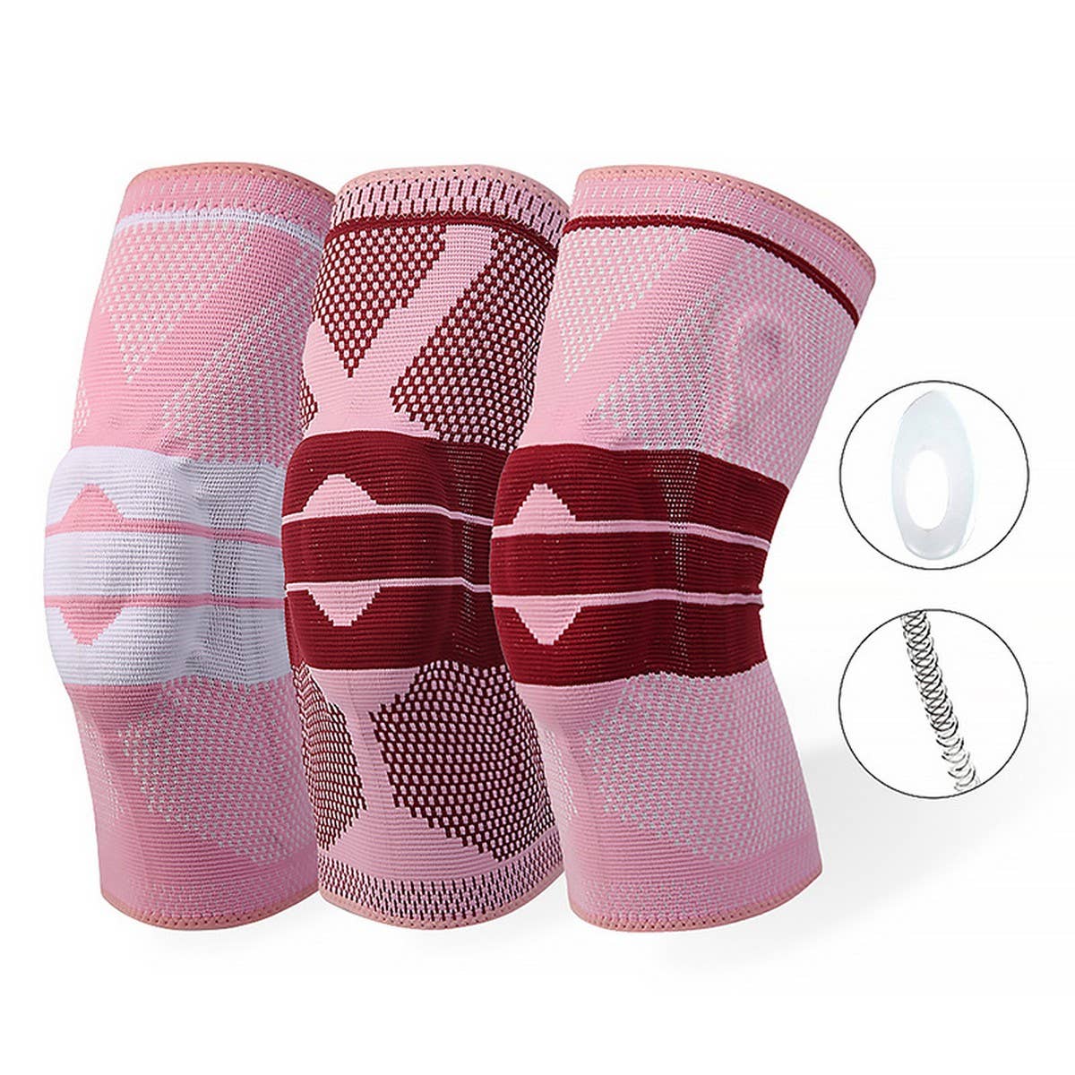 Pink Silicone Pad Knee Brace with Dual Springs_CWMM7897