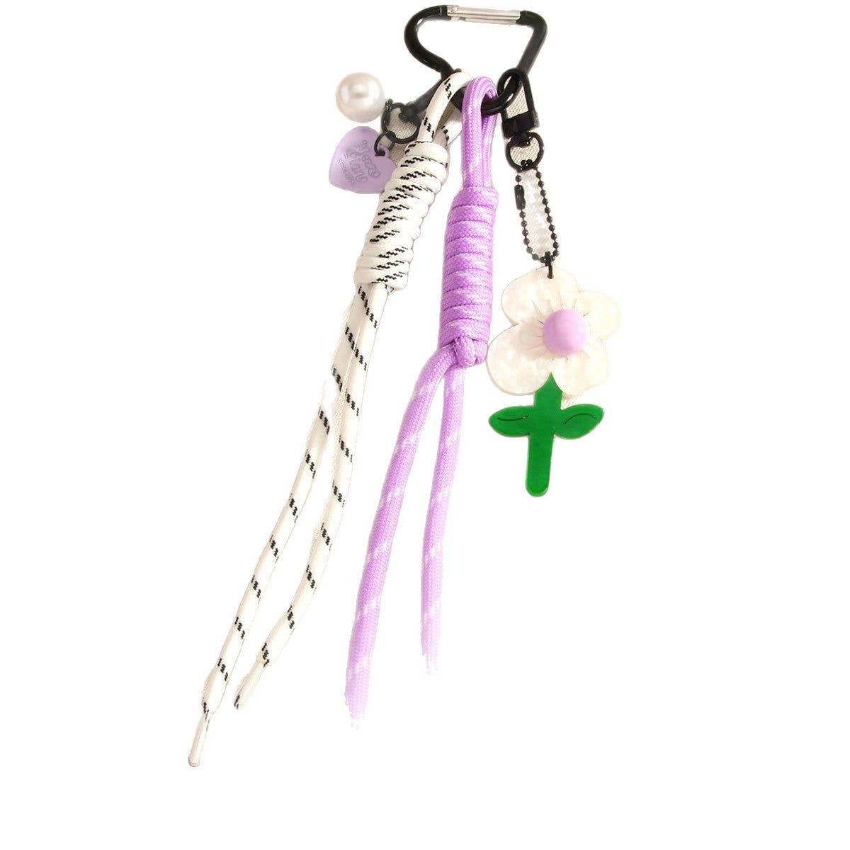 Colorful Acrylic Flower Keychain with Pearls