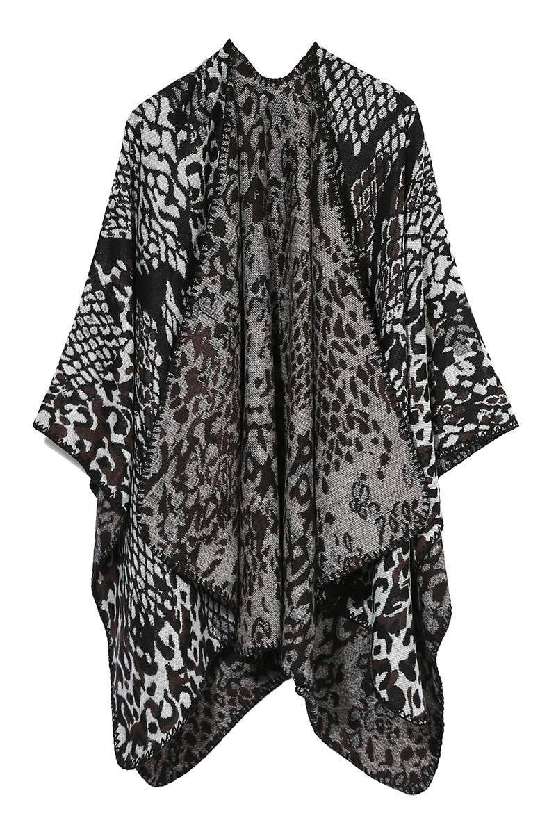 LEOPARD PRINTING SHAWL WRAP CAPE PONCHOS