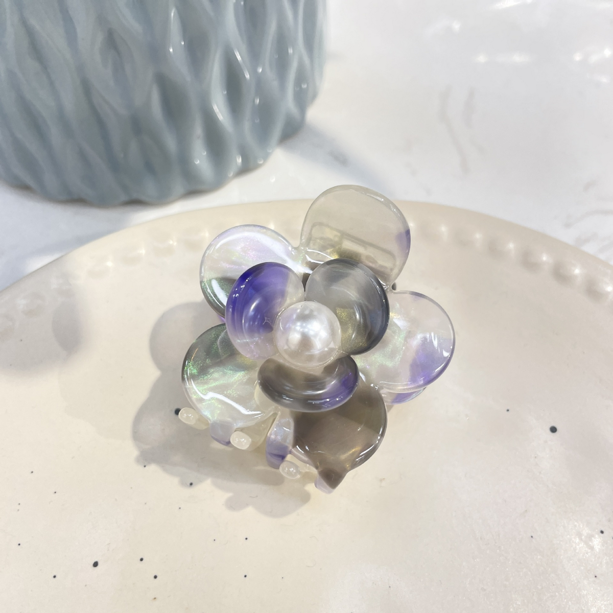 loral Pearl Hair Claw, Rhinestone Elegant Clip