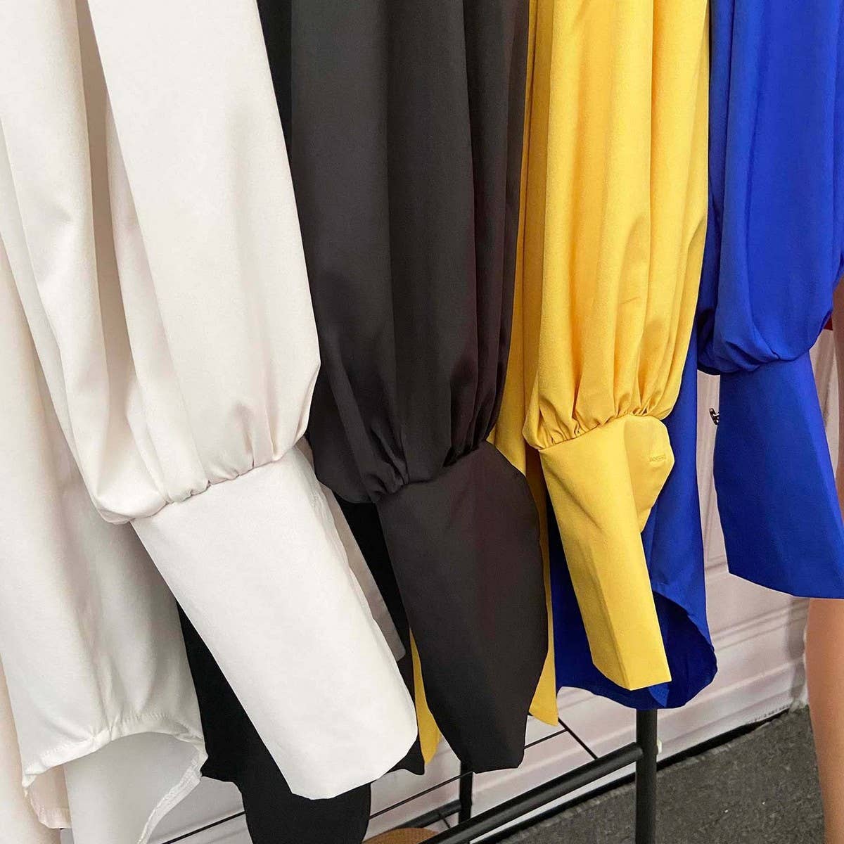 LOOSE PUFF SLEEVE SOLID COLOR CASUAL DRESS_CWDSD6067