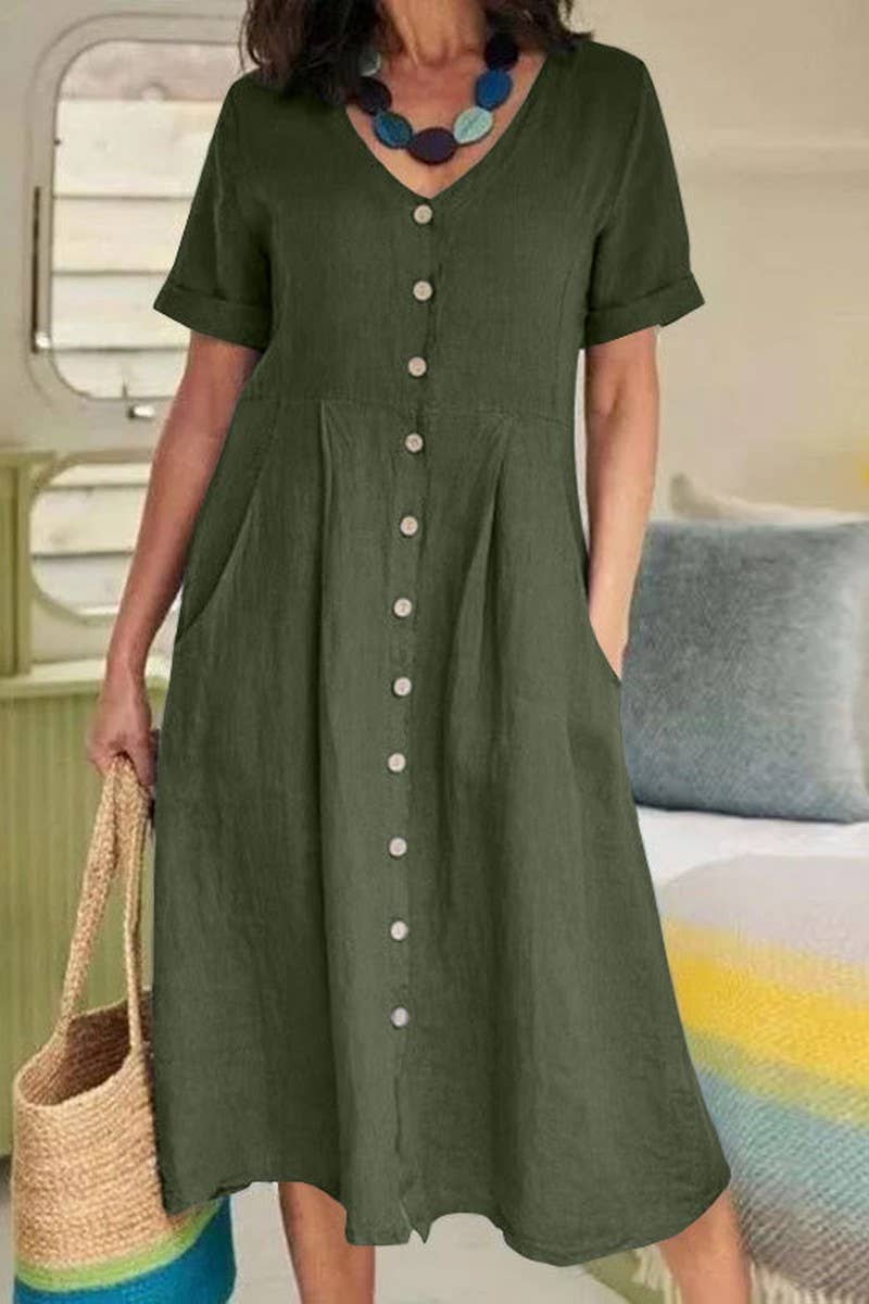 CWDMD01002_NEW SOLID COLOR LOOSE HIGH WAIST DRESS