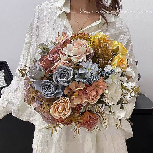 Artificial Anna Rolled Rose Silk Flower Home Decor_CWMM6471